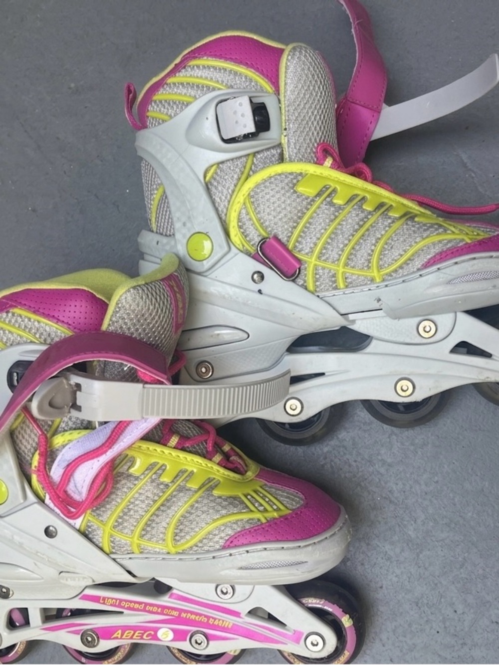 DBX Girls' Adjustable Inline Skates - Pink, White & Neon Yellow Youth 1-5